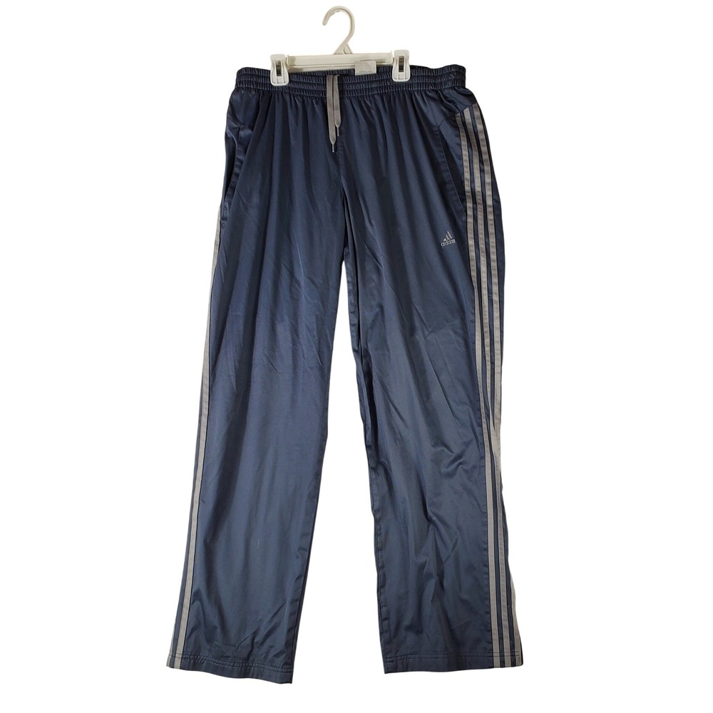 Adidas Mens Climalite Track Pants Navy Blue Grey Stripes Mesh Lined M35878 Large